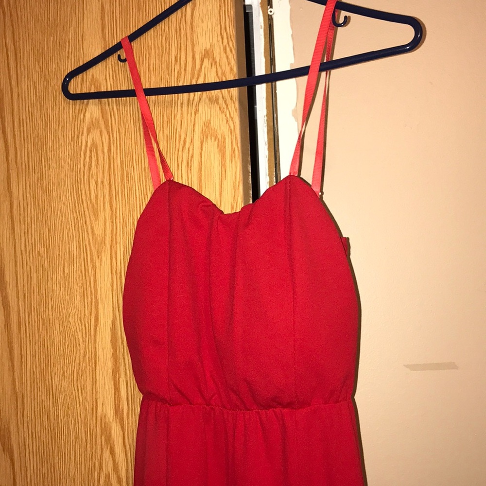 Red NastyGal Jumpsuit with leg slits